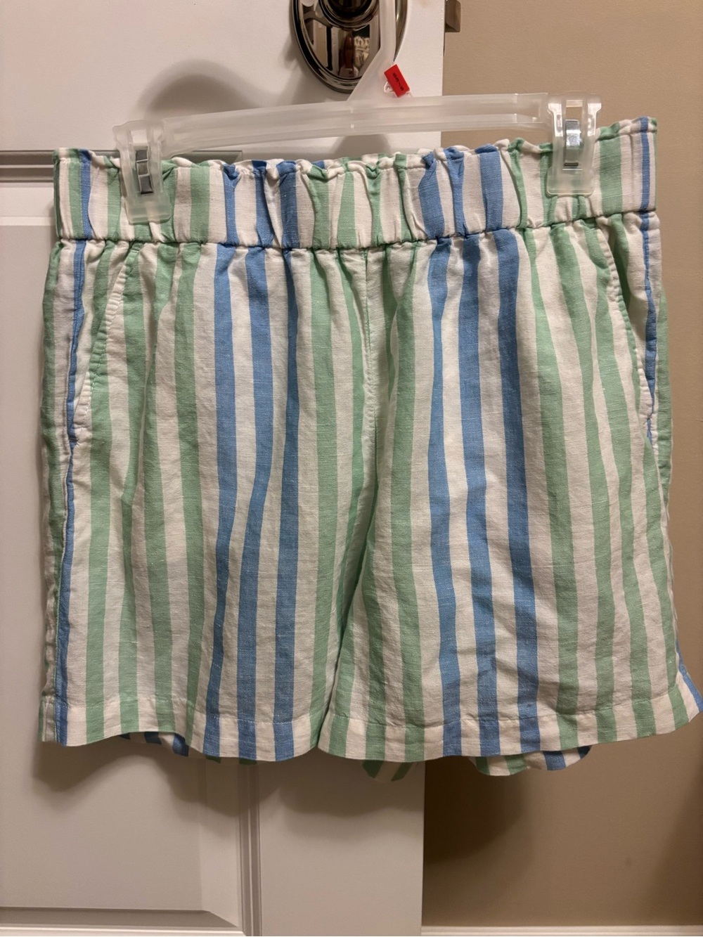 Talbots White Shorts with Blue & Green Stripes